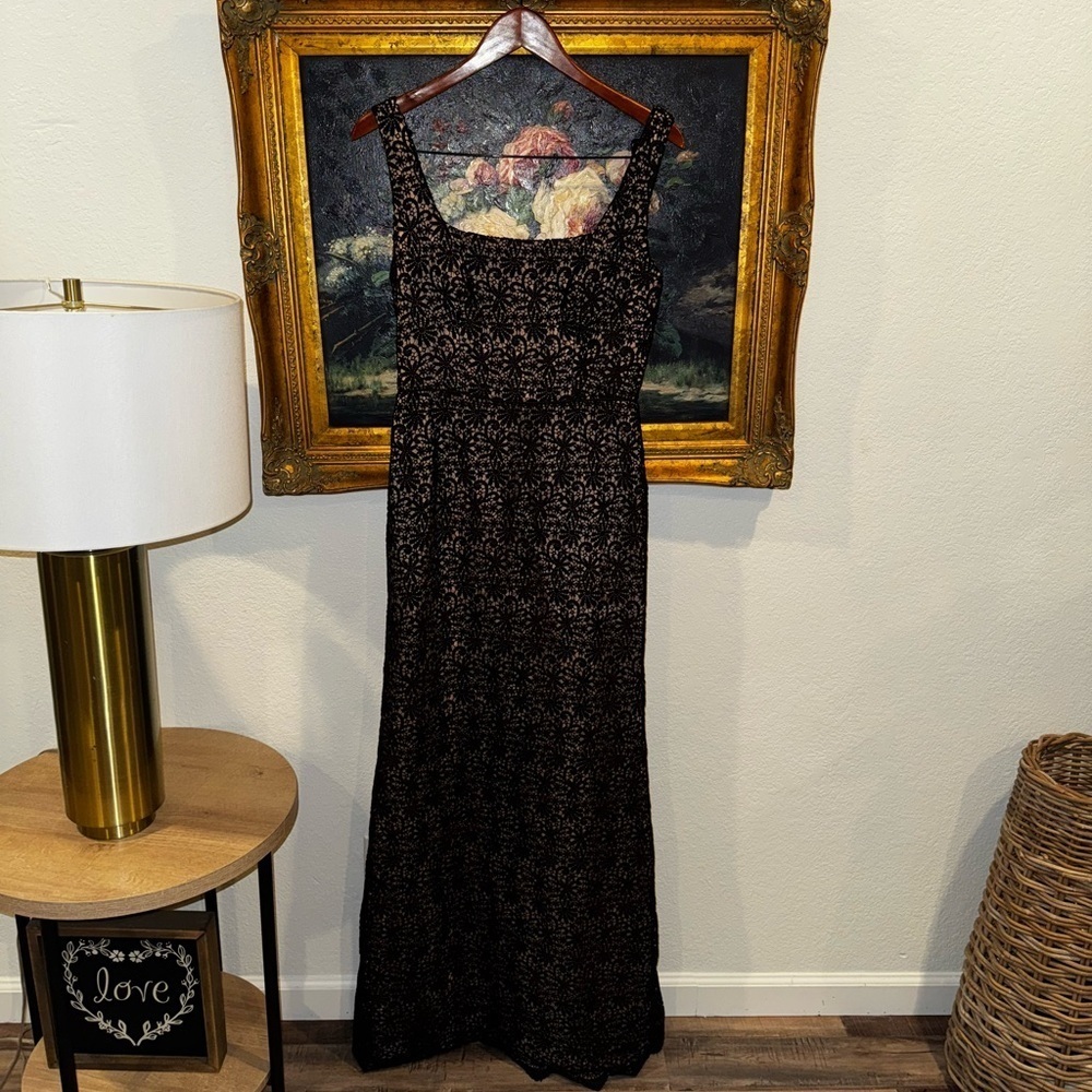 Jill Stuart Black Lace Overly Square Neck Sleeveless Formal Maxi Gown Size 8 NEW - Picture 4 of 11